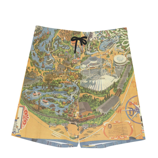 Vintage Theme Park Map- Men’s Pocket Beach Shorts
