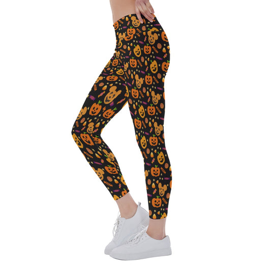 Cheerful Pumpkin Mouse Halloween - Women's Yoga Leggings