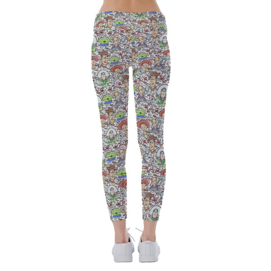 Sketch Autographs of Animated Toy Friends - Women's Yoga Leggings