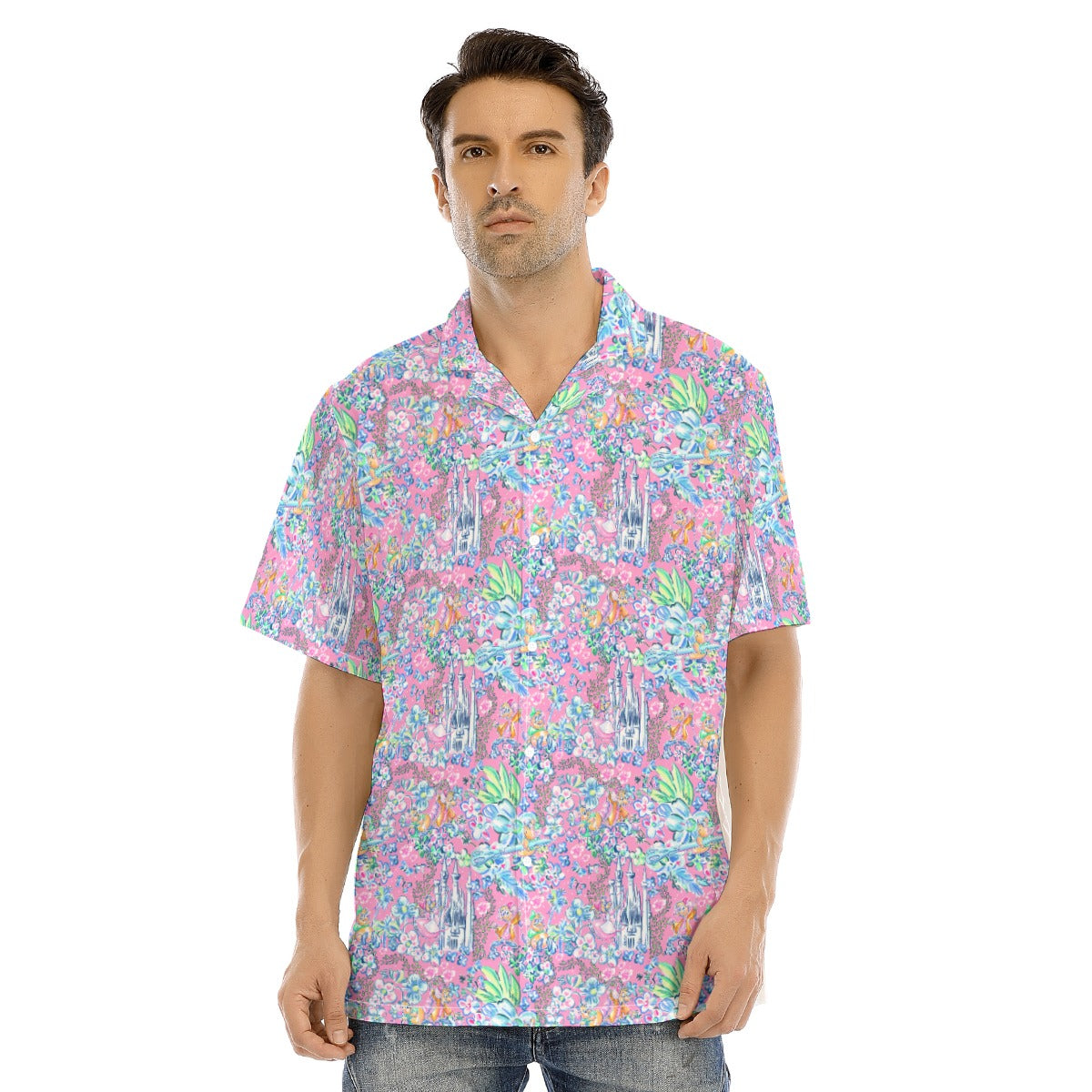 Bright Tropical Dreams - Enchanted Squeaky Helpers - Men's Hawaiian Button Up Shirt