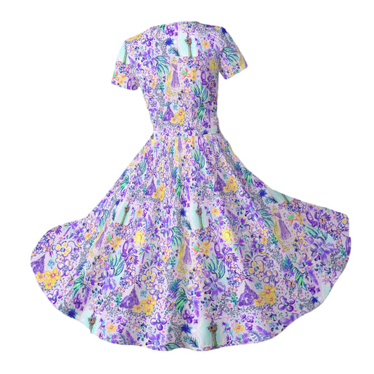 Bright Tropical Princess - Tower Light Festival - Women's V-Neck Ruched Midi Dress