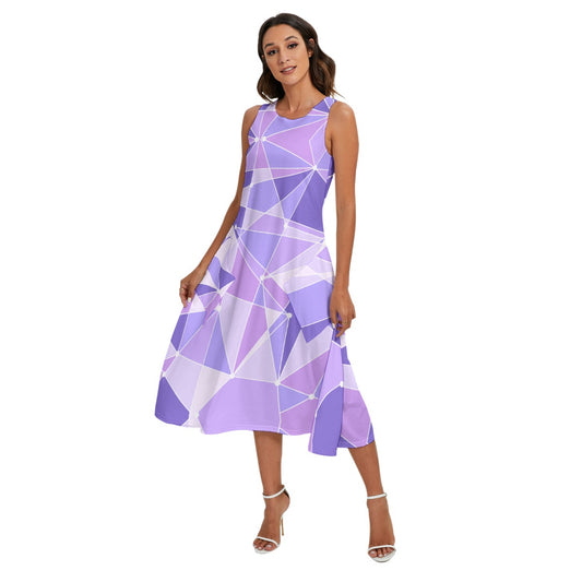 Geometric Purple Wall - Women’s Diagonal Pocket Midi Dress