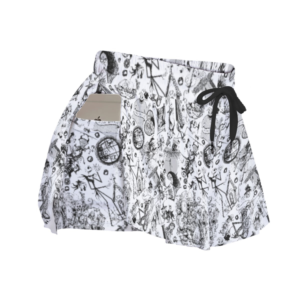 Nightmare Halloween Sketches - Women's Flowy Pocket Shorts