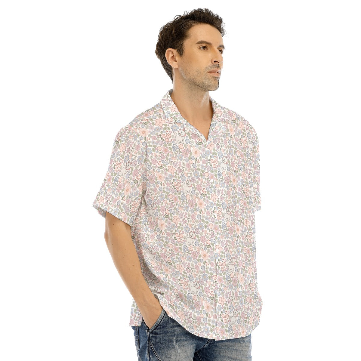 Springtime Kitten Garden Elegance - Men's Hawaiian Button Up Shirt