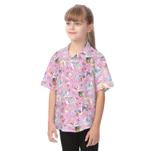 Holiday Winter Princess Christmas Snapshots - Kid's Hawaiian Button Up Shirt