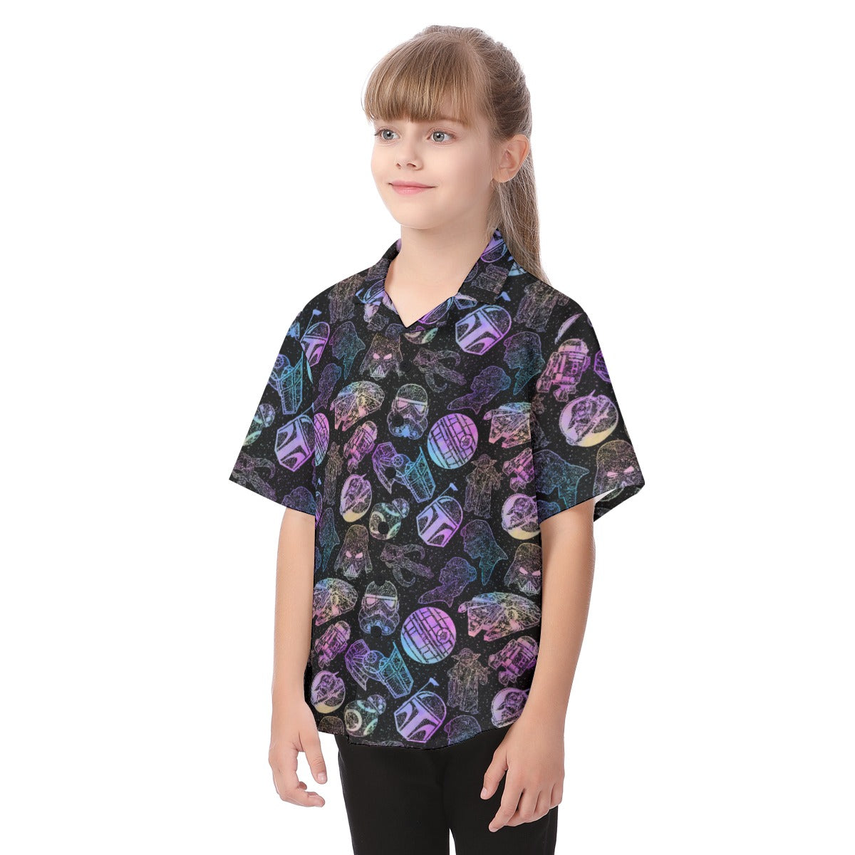 Watercolor Galactic Mandalas - Kid's Hawaiian Button Up Shirt