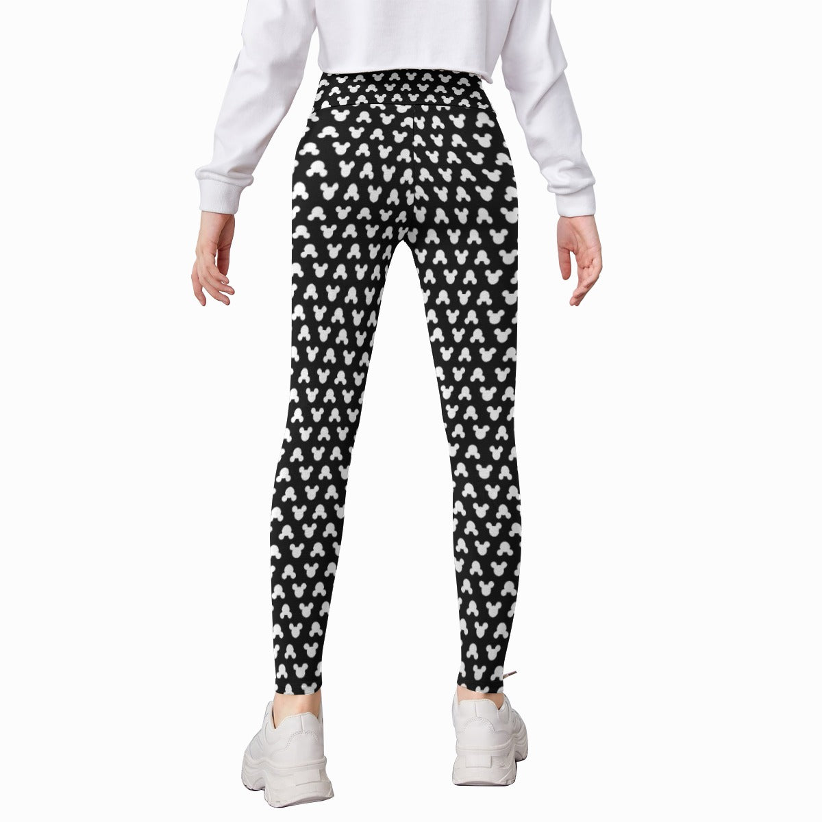 Playful Polka Dot Ears Black - Kid's Leggings