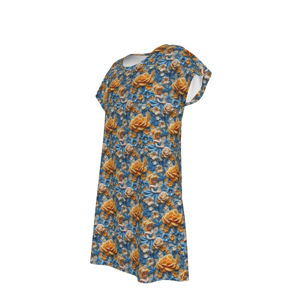 Regal Embroidered Royal Maiden - Women's T-Shirt Dress