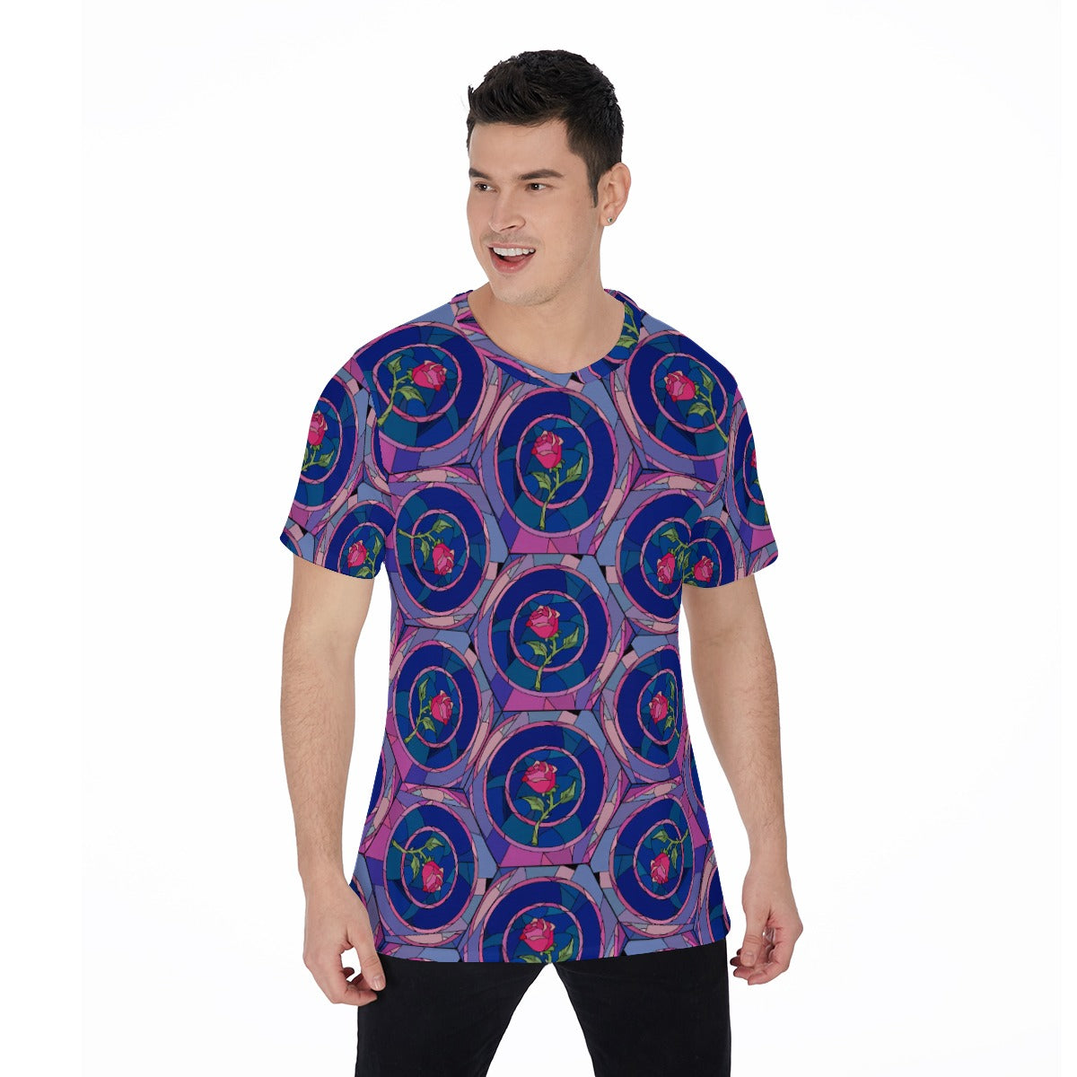 Enchanted Rose Stained Glass - Men's Short Sleeve T-Shirt
