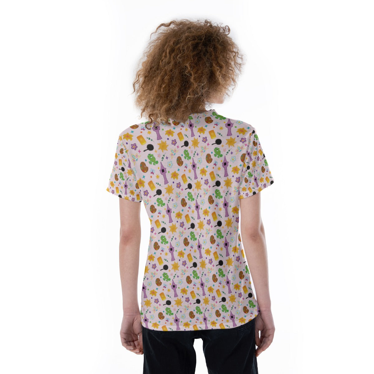 Long Hair Princess Icons - Women's Short Sleeve V-Neck T-Shirt