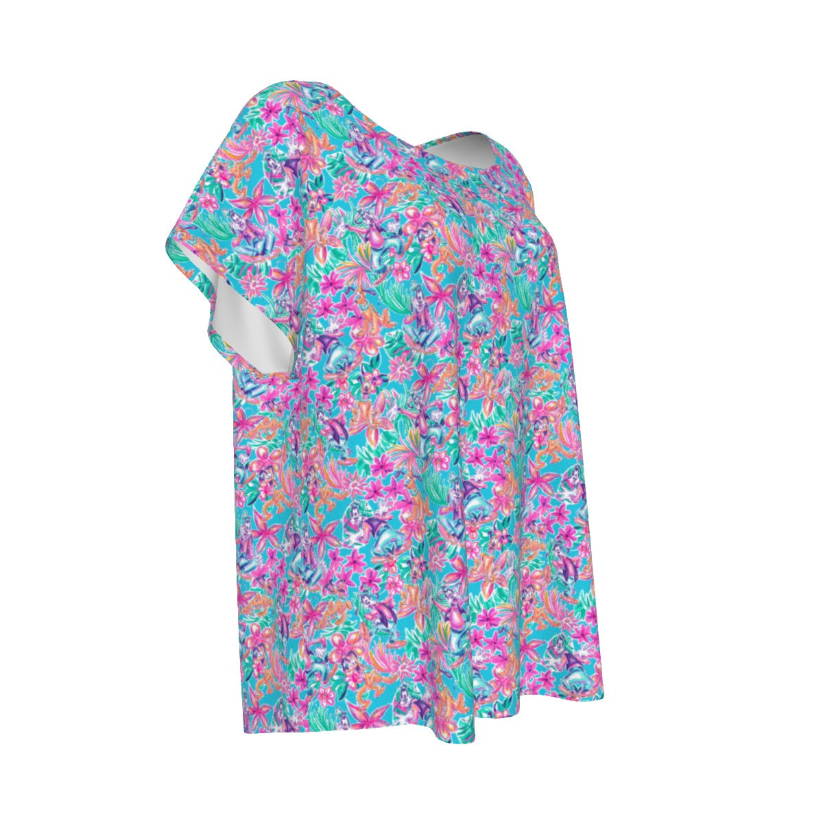 Tropical Bloom Fiesta - Playful Duoluto - Women’s Relaxed Fit Scoop Tee