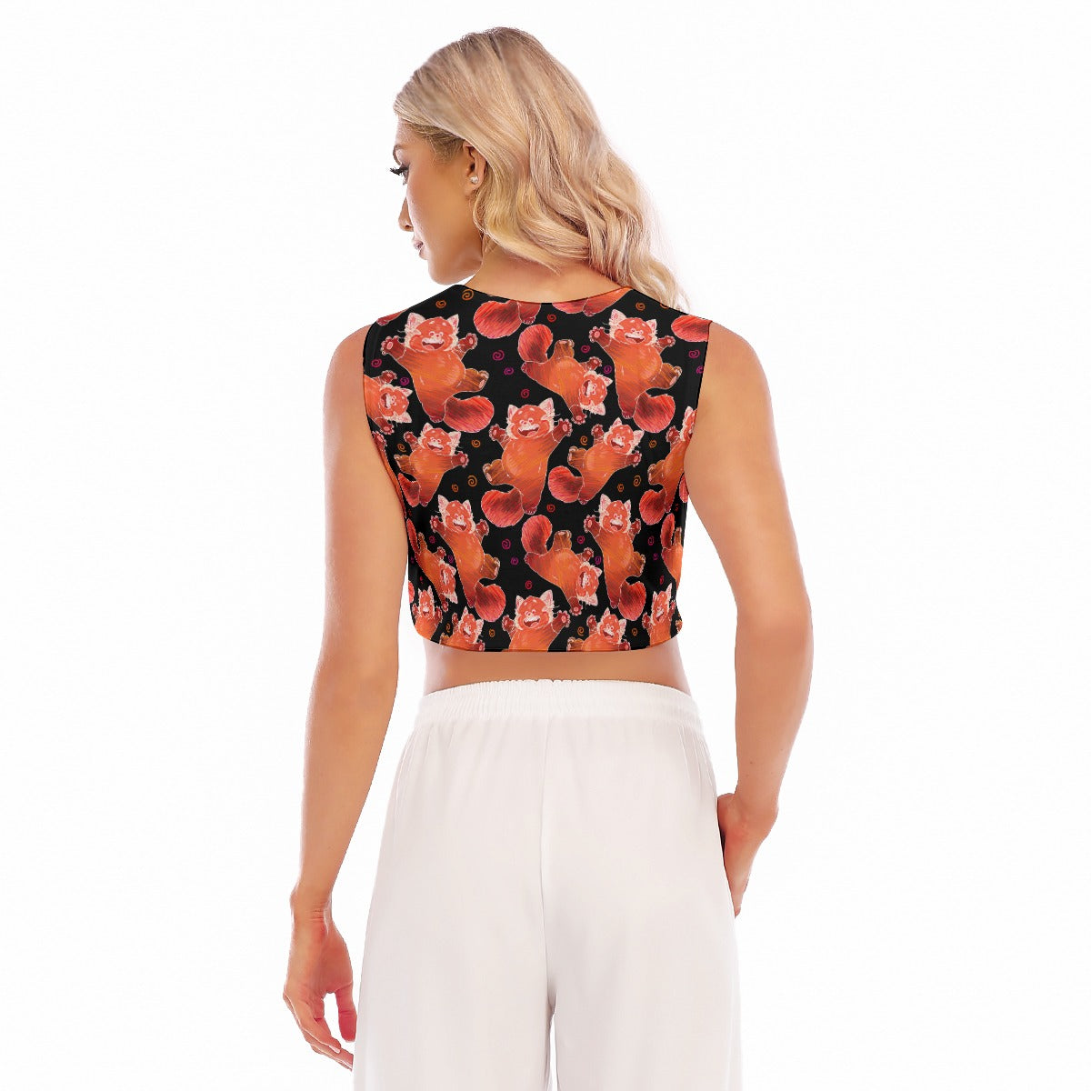 Scribbly Red Panda - Women’s Sleeveless Cropped Tee