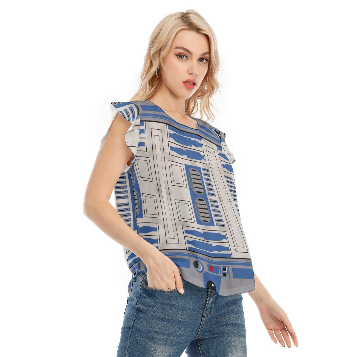 Little Blue Droid - Women’s Flutter Sleeve Top