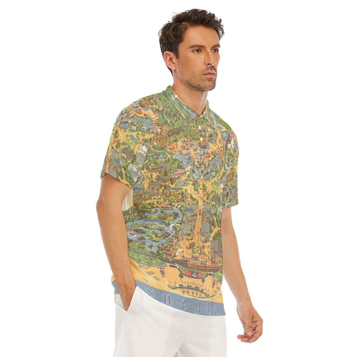 Vintage Theme Park Map- Men's Polo Shirt