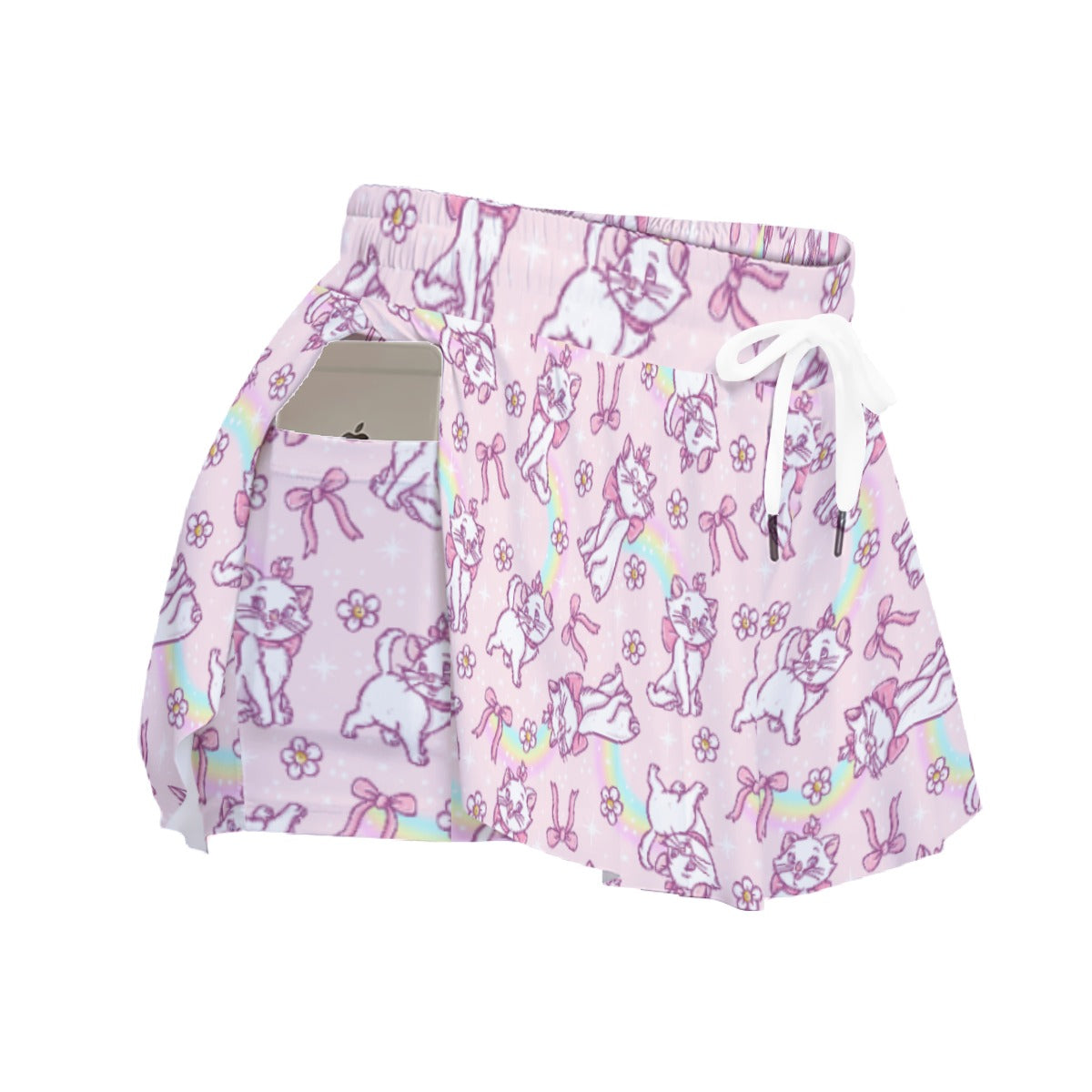 Rainbow Bow Kitty - Women's Flowy Pocket Shorts