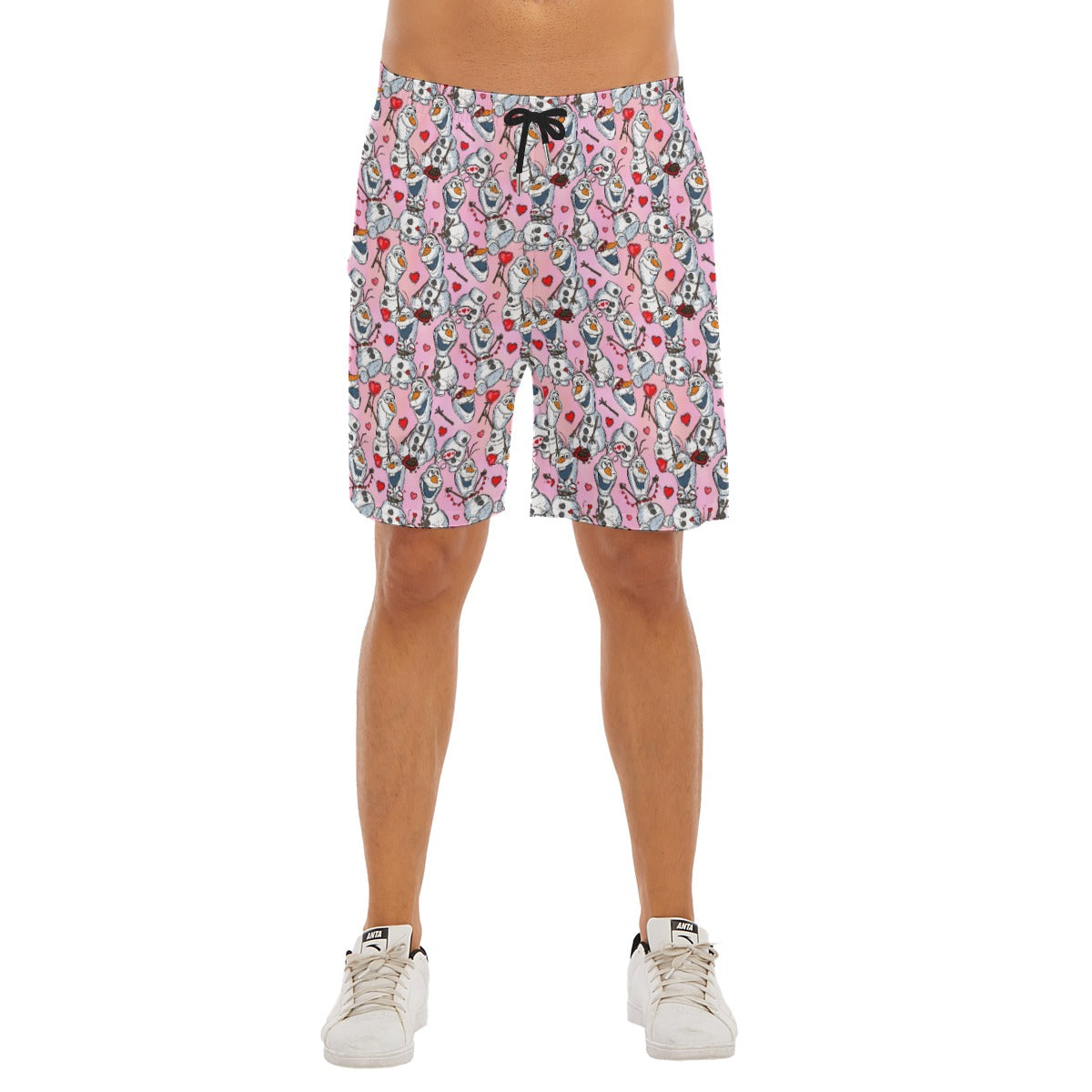 Sketched Snowman Valentine’s Day - Men’s Pocket Beach Shorts