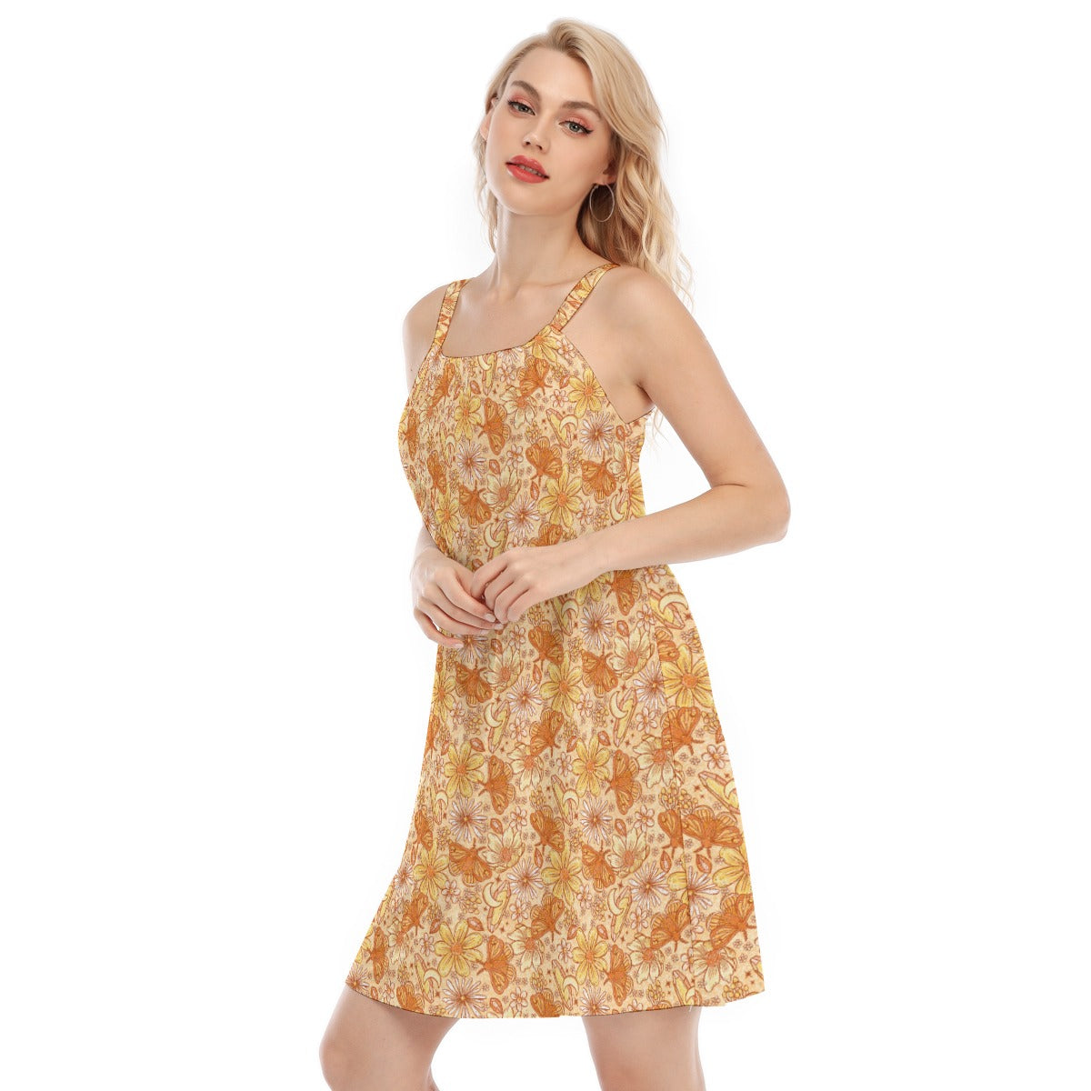 Orange Crystal Moths - Women’s Adjustable Sundress
