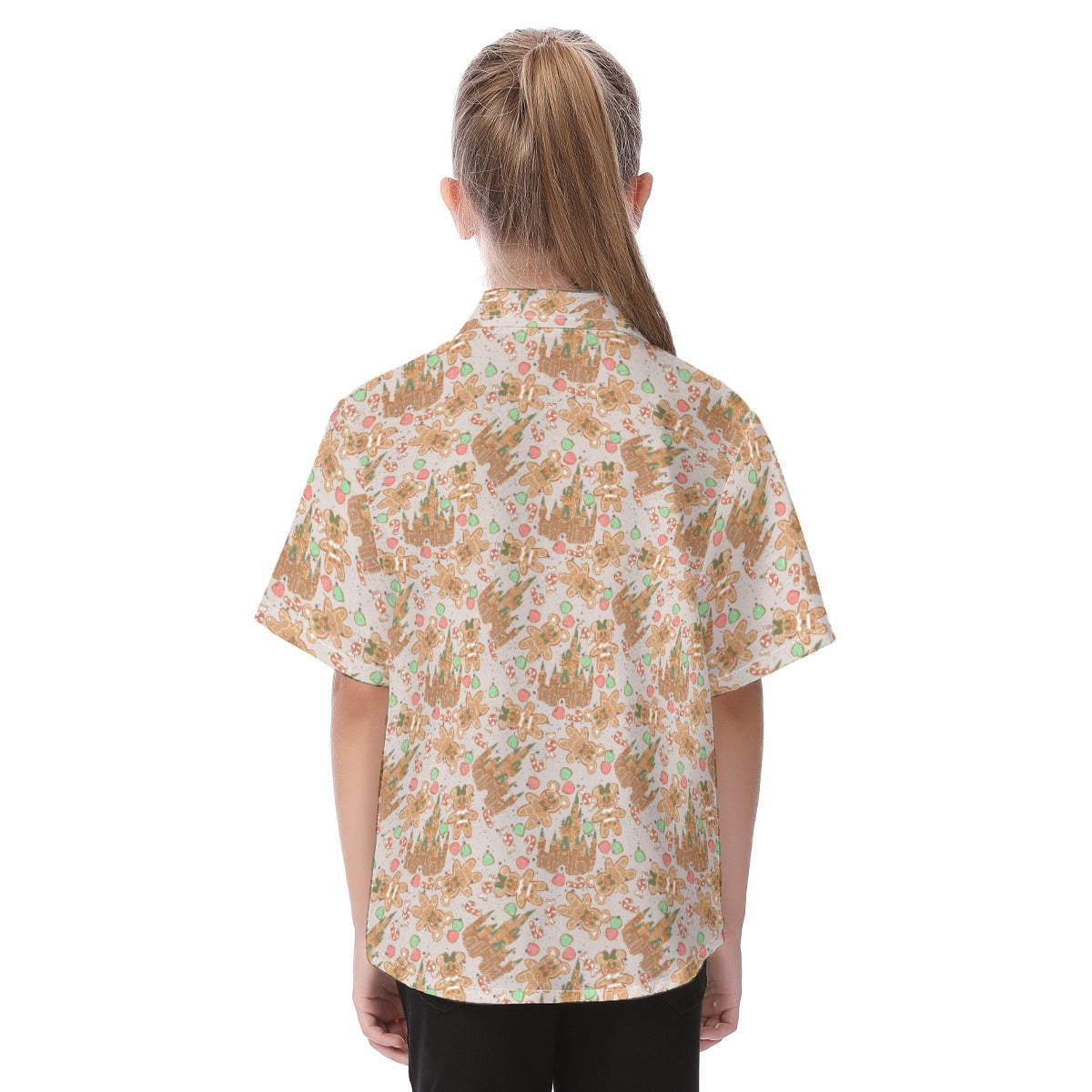 Festive Gingerbread Treats - Kid's Hawaiian Button Up Shirt
