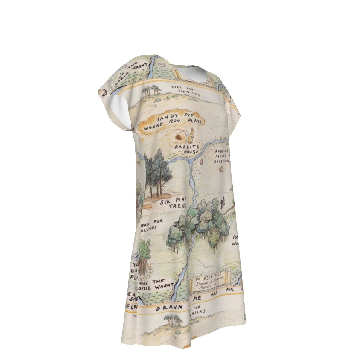 Hundred Acre Map - Women's T-Shirt Dress