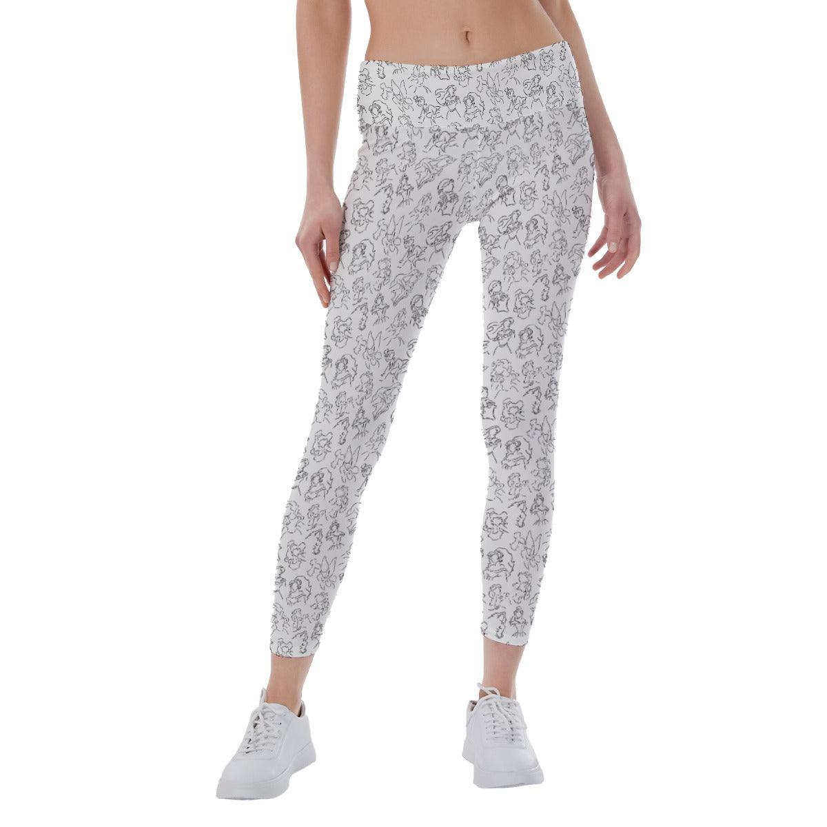 Monochrome Royal Silhouettes - Women's Yoga Leggings