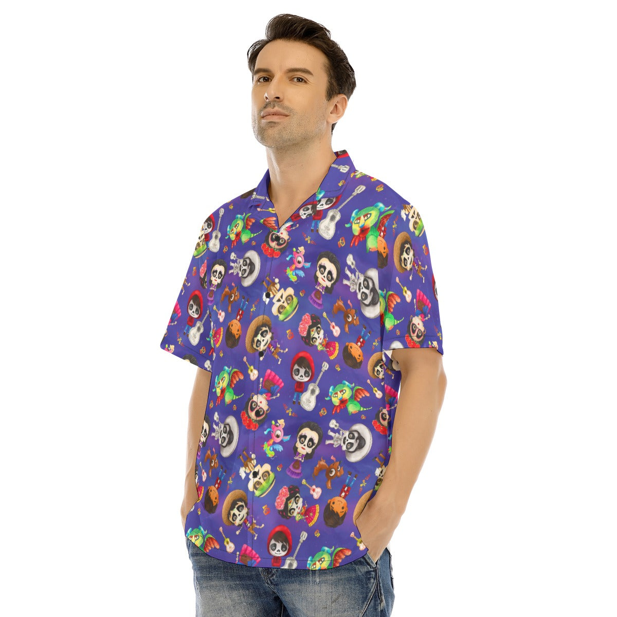 Poco Loco Día de Muertos - Men's Hawaiian Button Up Shirt