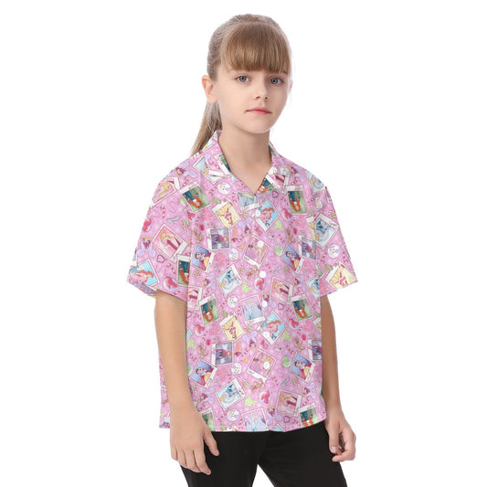 Holiday Winter Princess Christmas Snapshots - Kid's Hawaiian Button Up Shirt