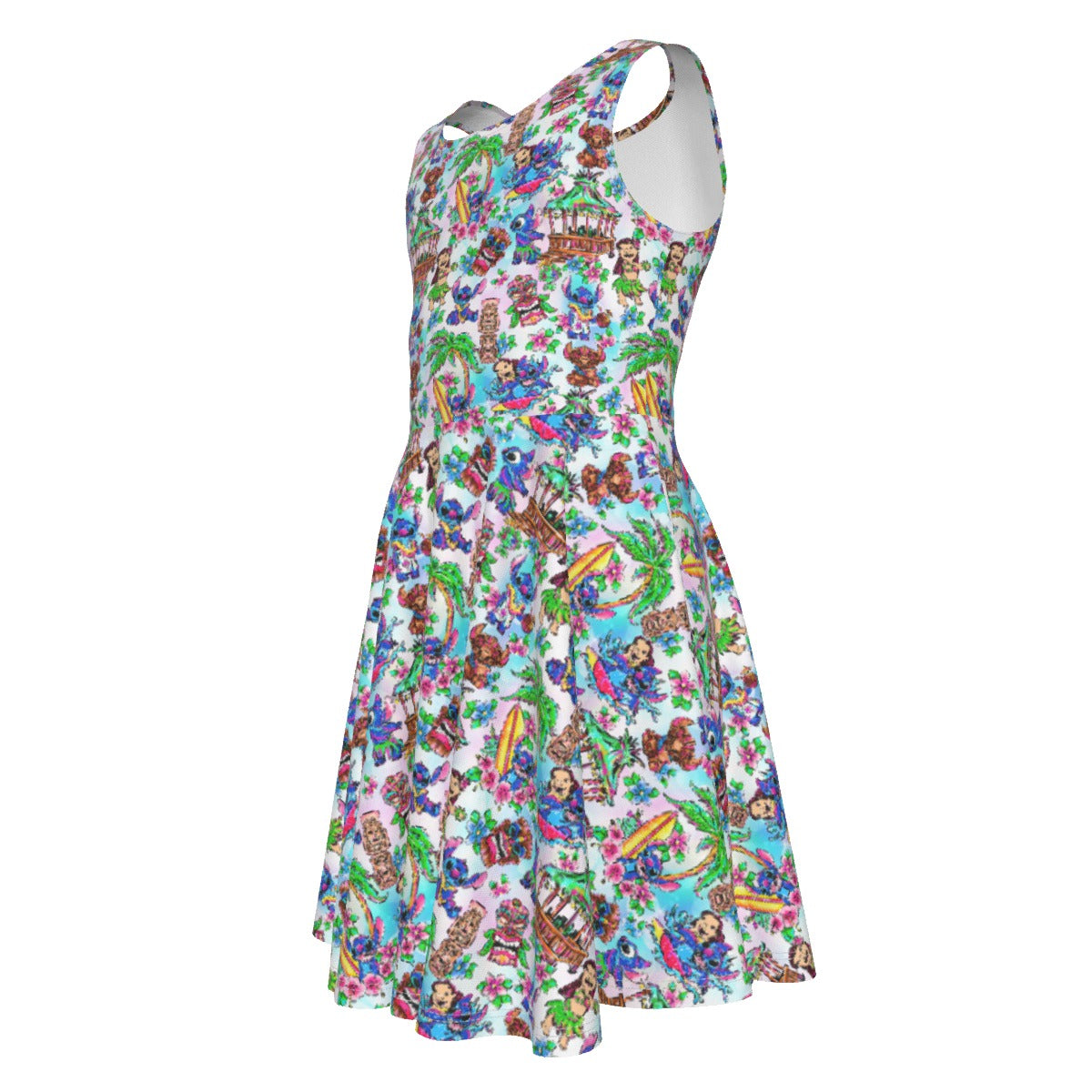Bright Island Chaos Hand Drawn - Kid's Sleeveless Skater Dress