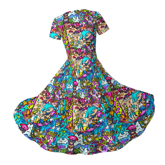 Island Beach Bash - Women's V-Neck Ruched Midi Dress