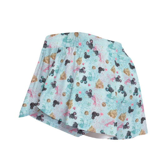 Watercolor Mermaid Mouse Ears - Women's Flowy Pocket Shorts