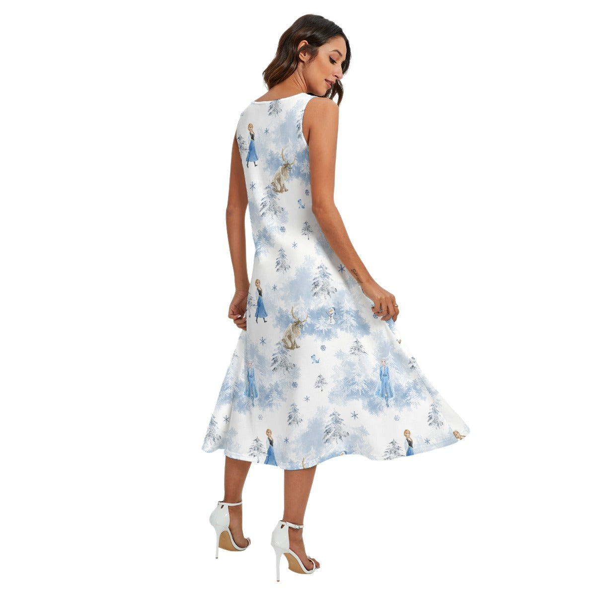Enchanted Winter Landscape - Women’s Diagonal Pocket Midi Dress