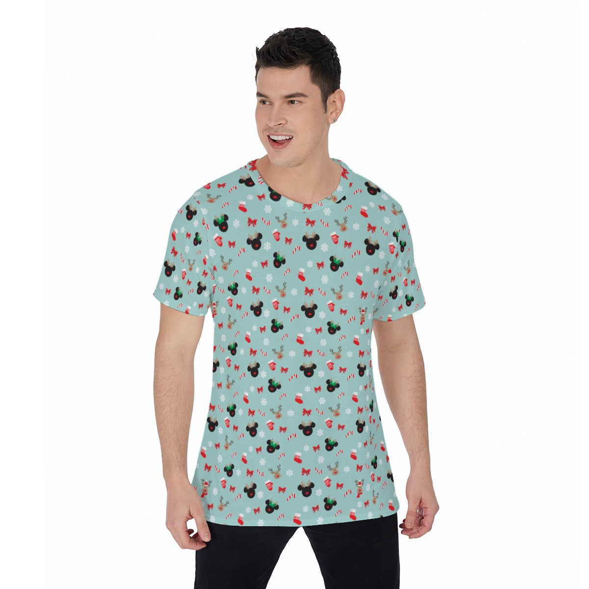 Festive Reindeer Mouse Holiday - Men's Short Sleeve T-Shirt