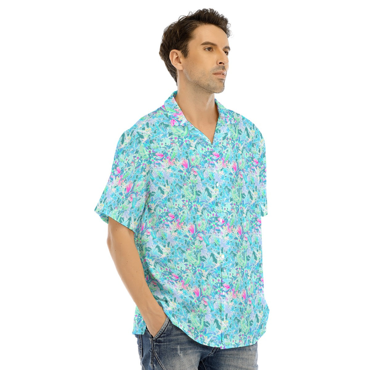 Bright Floral Flight - Neverland Adventure - Men's Hawaiian Button Up Shirt