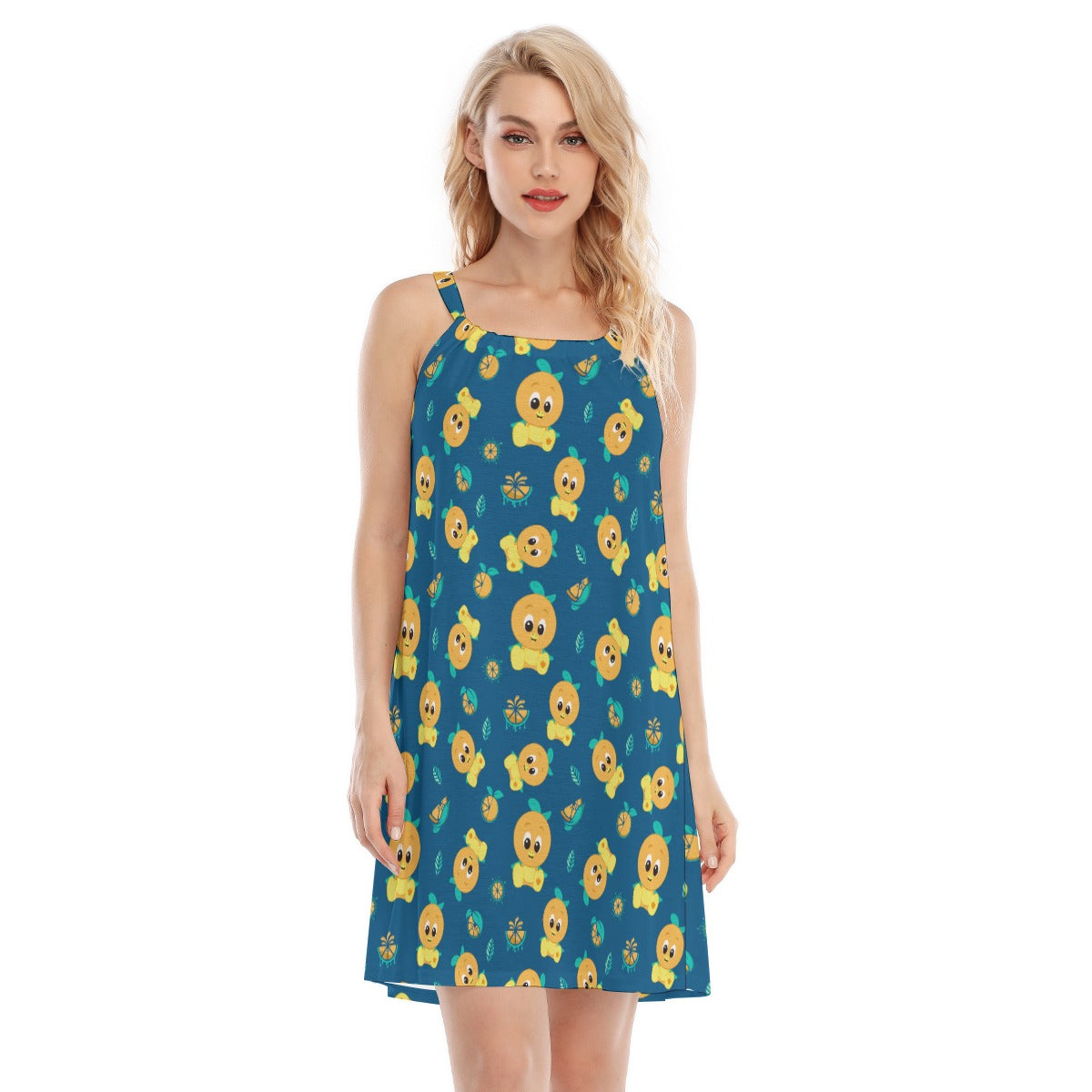 Cheerful Citrus Bird - Women’s Adjustable Sundress