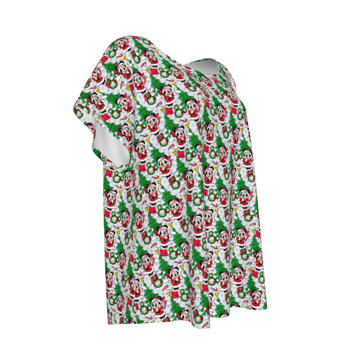 Santa Mouse with Sparkle - Women’s Relaxed Fit Scoop Tee