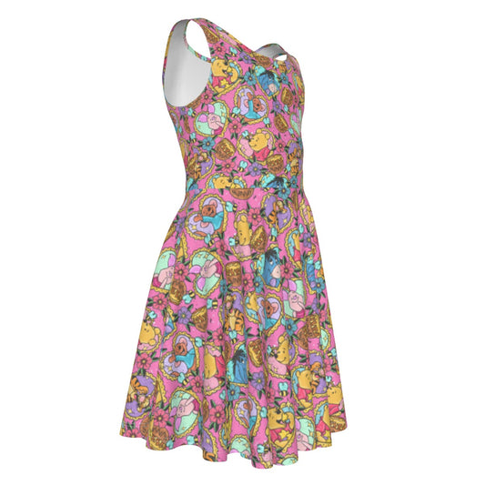 Tattoo Hearts Woodland Friendsends - Kid's Sleeveless Skater Dress