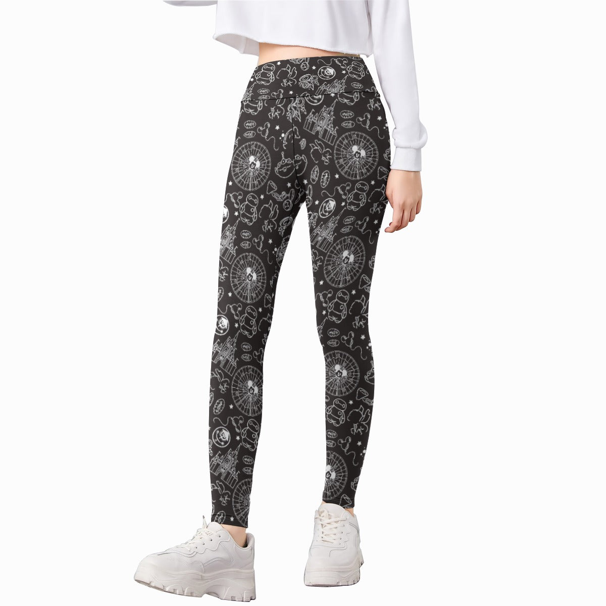 Monochrome Theme Park Icons - Kid's Leggings