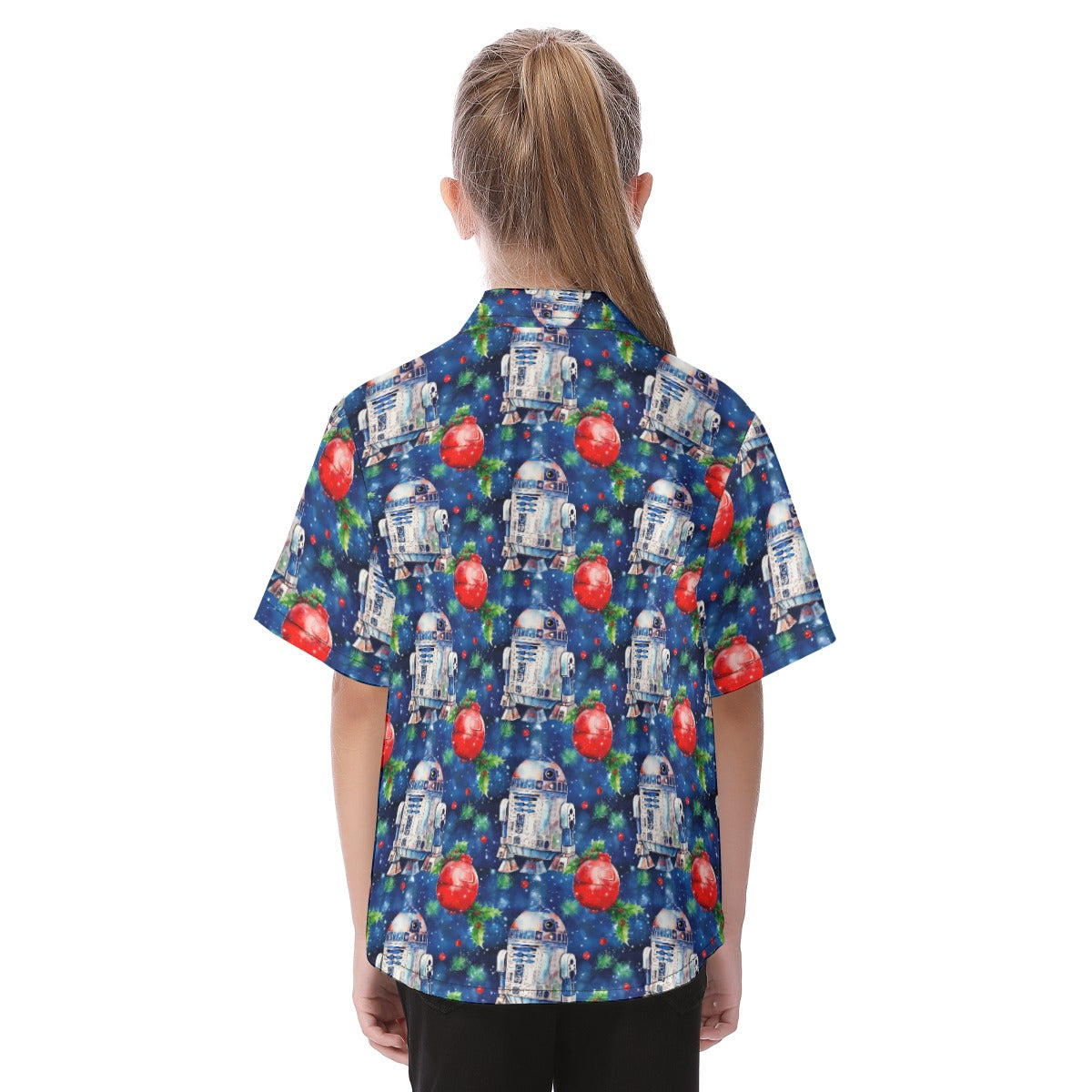 Little Blue Christmas Droid - Kid's Hawaiian Button Up Shirt