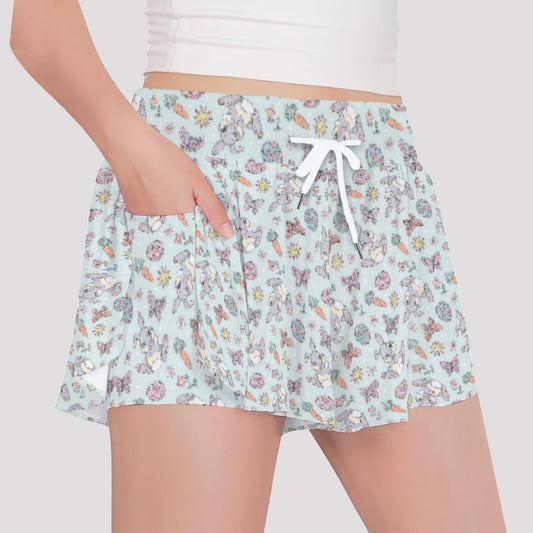 Springtime Bunny Cheer - Girls’ Flowy Pocket Shorts