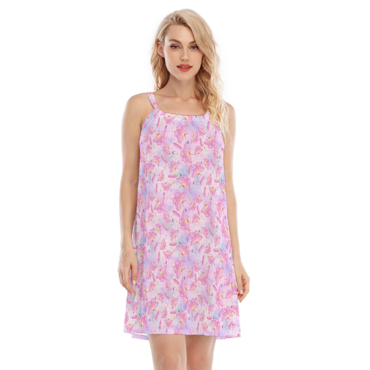 Pink Crystal Lunar Moths - Women’s Adjustable Sundress