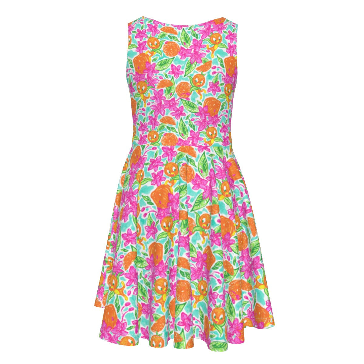 Tropical Citrus Bloom - Kid's Sleeveless Skater Dress