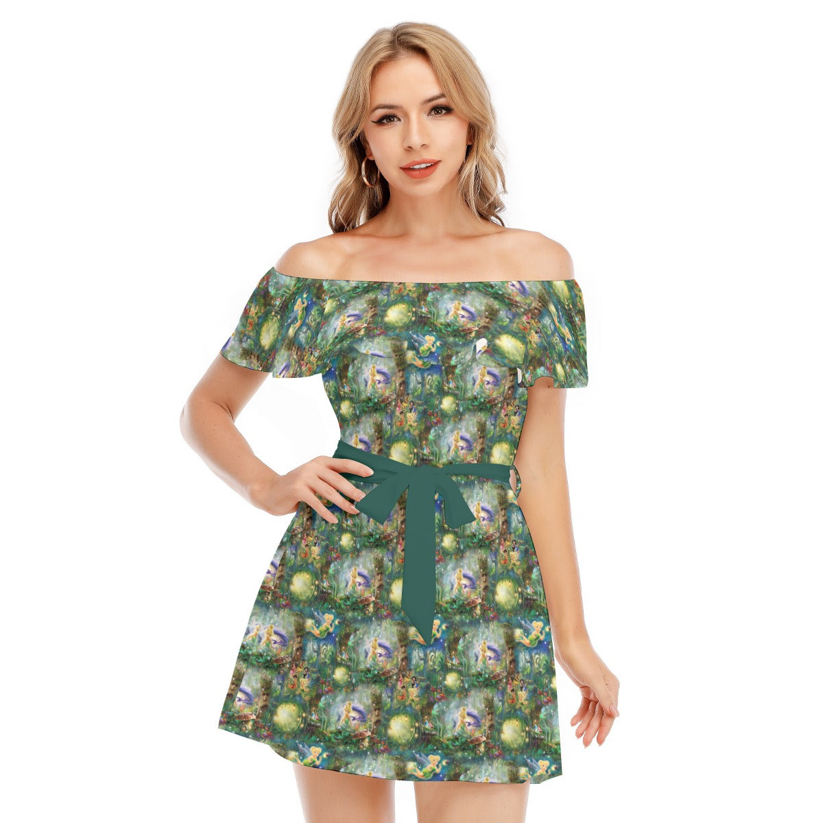 Pixie Fairy in Hollow - Women's Off-shoulder Ruffle Dress