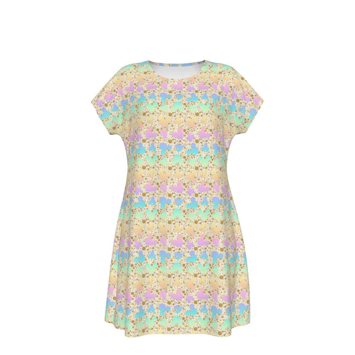 Gold Dot Rainbow Mouse Ears Castle - Women's T-Shirt Dress