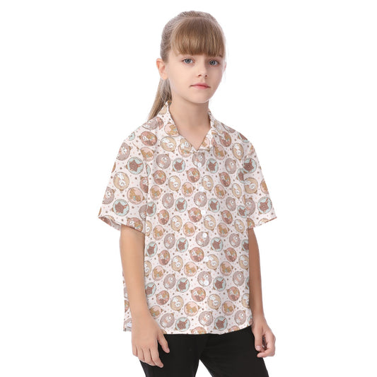 Festive Feline Baublescats - Kid's Hawaiian Button Up Shirt