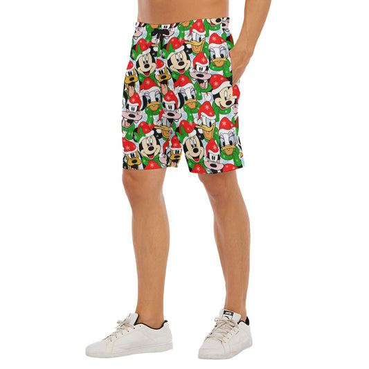 Mouse Friends in Santa Hats - Men’s Pocket Beach Shorts