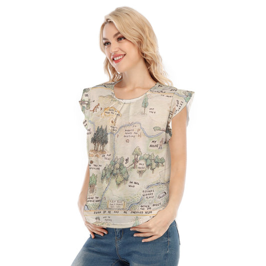 Hundred Acre Map - Women’s Flutter Sleeve Top