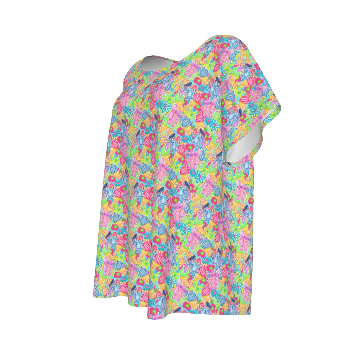 Neon Floral Summer Vibes - Women’s Relaxed Fit Scoop Tee