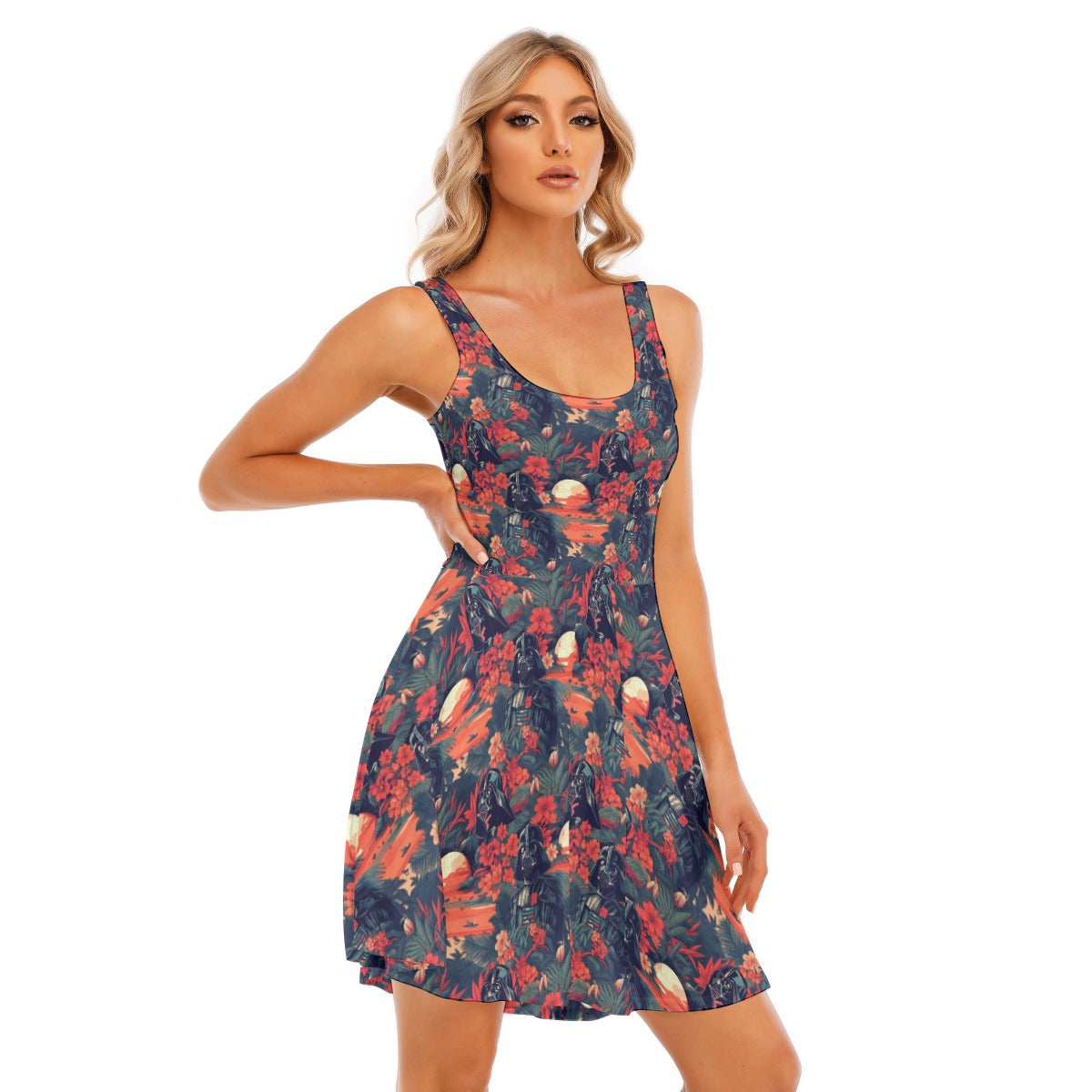 Tropical Dark Side Escape - Women's Sleeveless Pocket Skater Dress