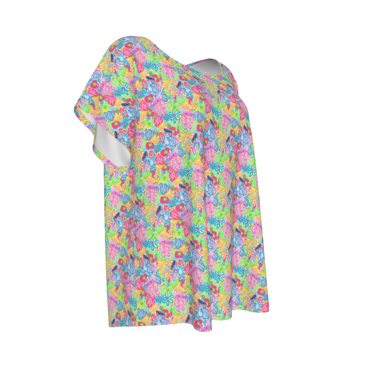 Neon Floral Summer Vibes - Women’s Relaxed Fit Scoop Tee