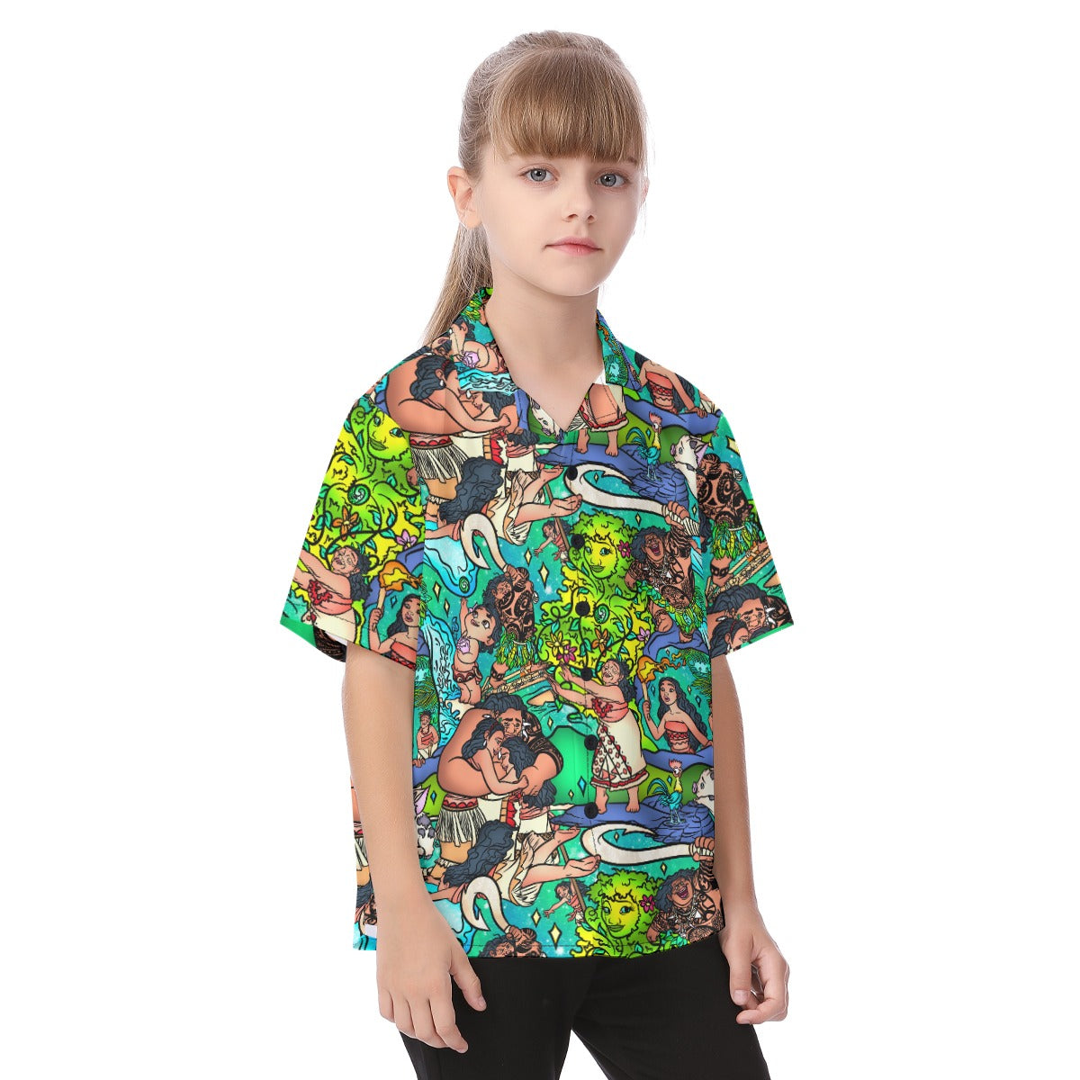 Ocean Voyager Storybook Scenes - Kid's Hawaiian Button Up Shirt