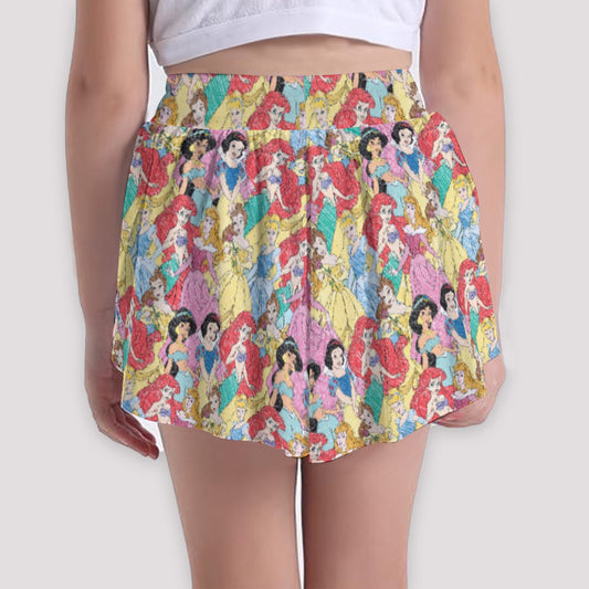 Royal Princess Sketches - Girls’ Flowy Pocket Shorts